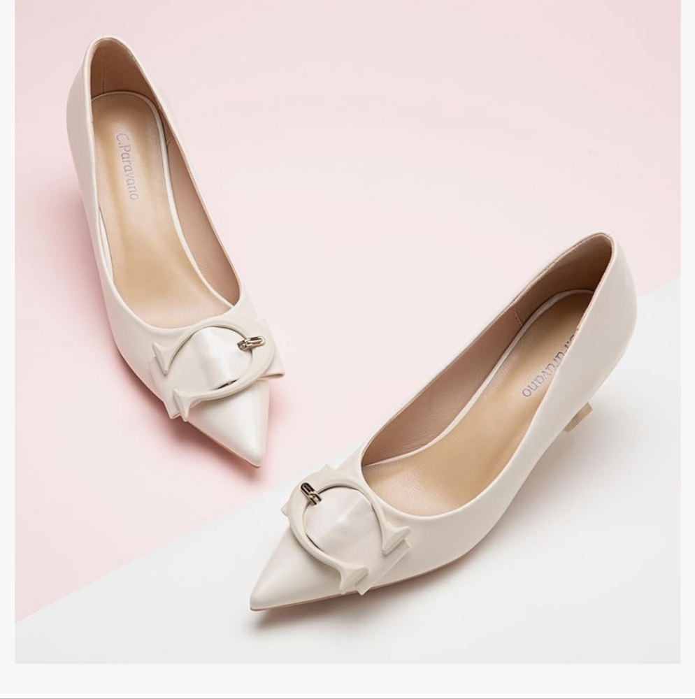 C.Paravano Women's Low Heel Shoes, Low Heel Designer Shoes Kitten Heels Women's